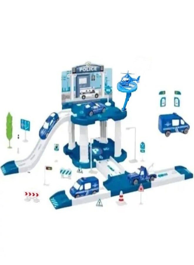 HALO NATION® Police Track Toy City Police Office Watch Tower Parking Lot Police Station Setup DIY Parking Garage Police Racing Slot Police Lot - Image 2